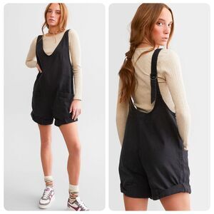 Free People Black High Roller Overall Shorts Jumper XS